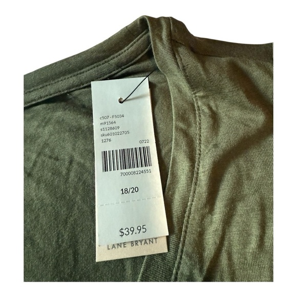 Lane Bryant Olive Military Green Fitted Side Ruched Tee Scoop Neck Size 18/20 - Picture 10 of 16